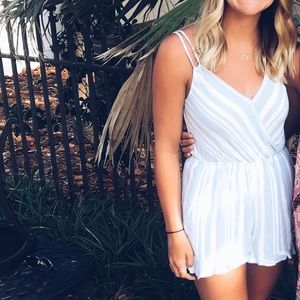 Blue/White Striped Romper